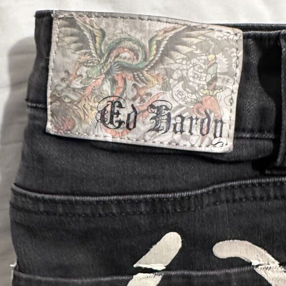 ED HARDY Jeans Slim Women’s 28x30 Tiger Head  - 10” Flare Wide Leg - Y2K - Picture 8 of 11